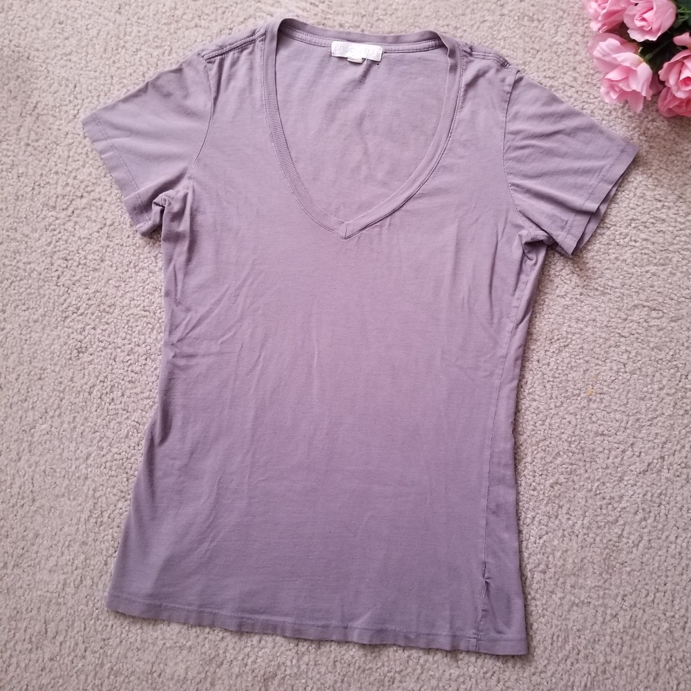 Plain Warm Toned Grey Vneck Tshirt